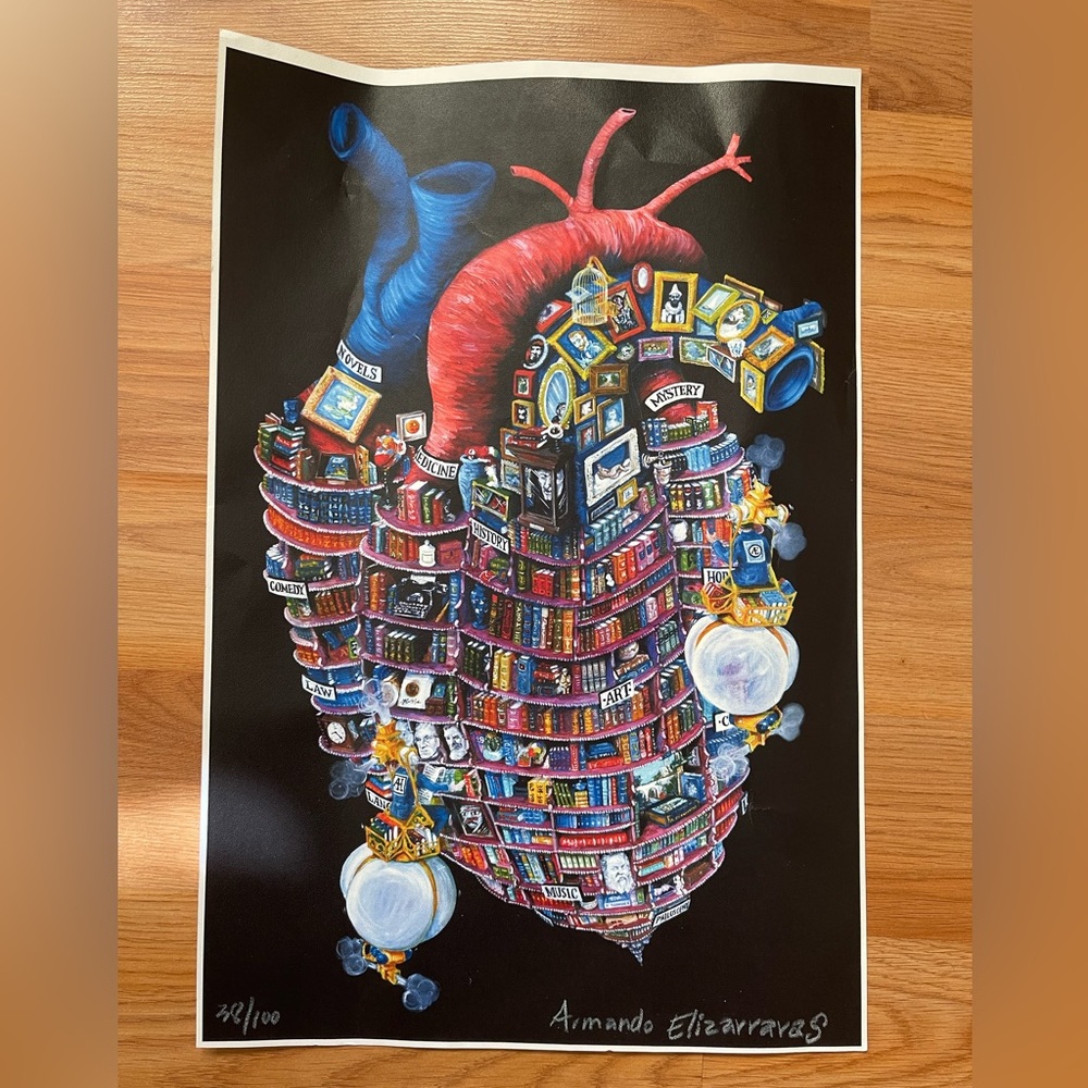12 x 18 anatomical heart library print